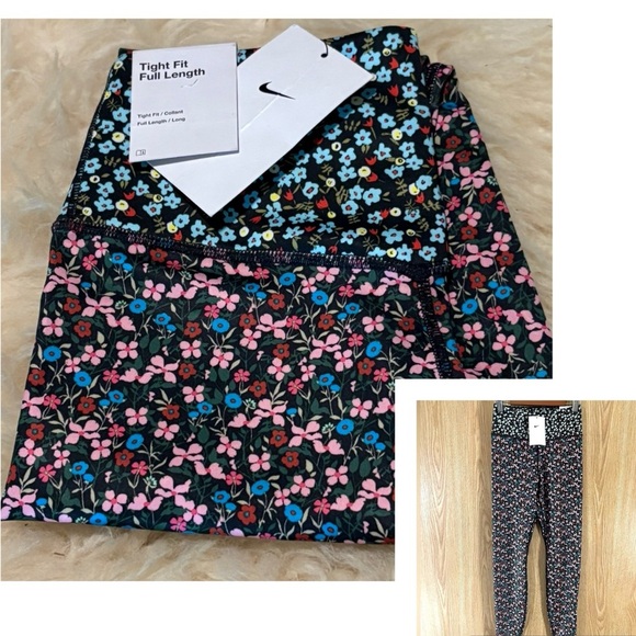 NWT Nike Floral Print Tight Fit Full Length Leggings - Picture 1 of 6